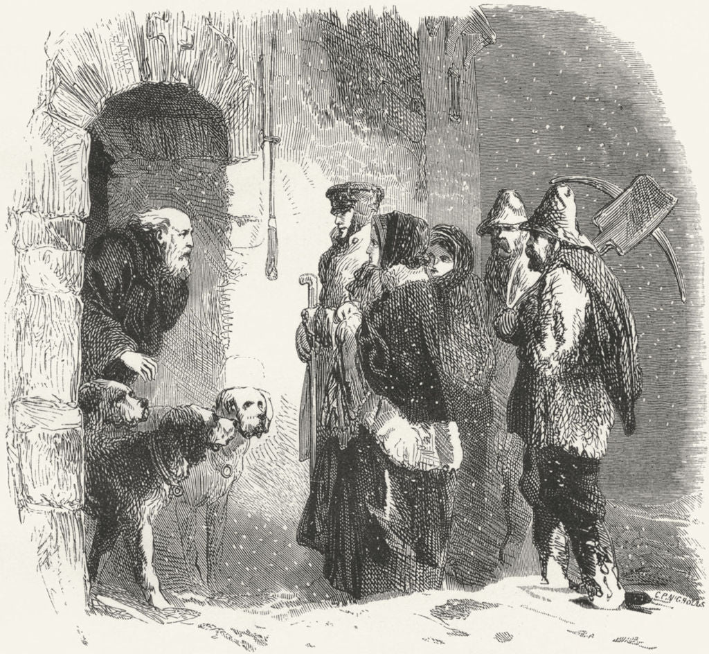 SWITZERLAND. Arrival at Hospice, Simplon 1891 old antique print picture